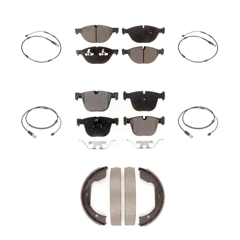 Front Rear Semi-Metallic Disc Brake Pads And Wear Sensors Kit (7Pc) For BMW X5 X6 KPW-100524