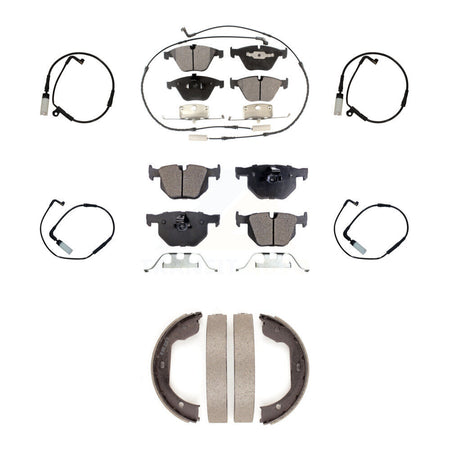 Front Rear Semi-Metallic Brake Pad & Extra Wear Sensor Kit (7Pc) For BMW 530i 528i xDrive KPW-100539