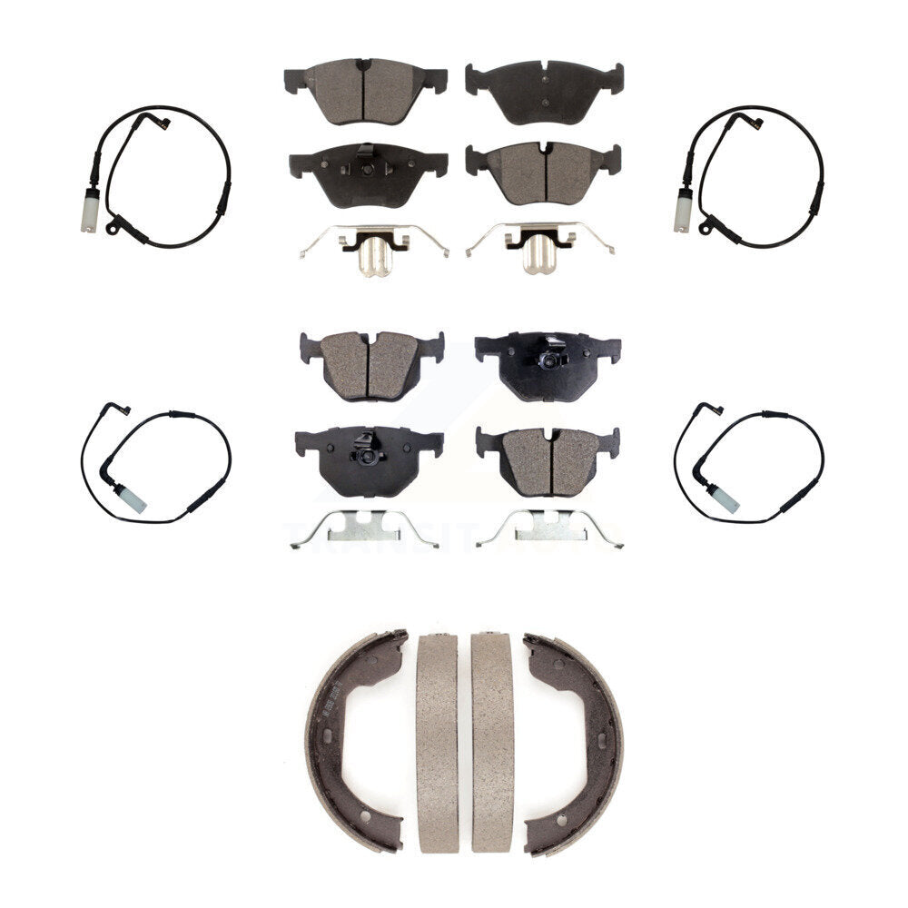 Front Rear Semi-Metallic Disc Brake Pads And Wear Sensors Kit (7Pc) For BMW 525i KPW-100541