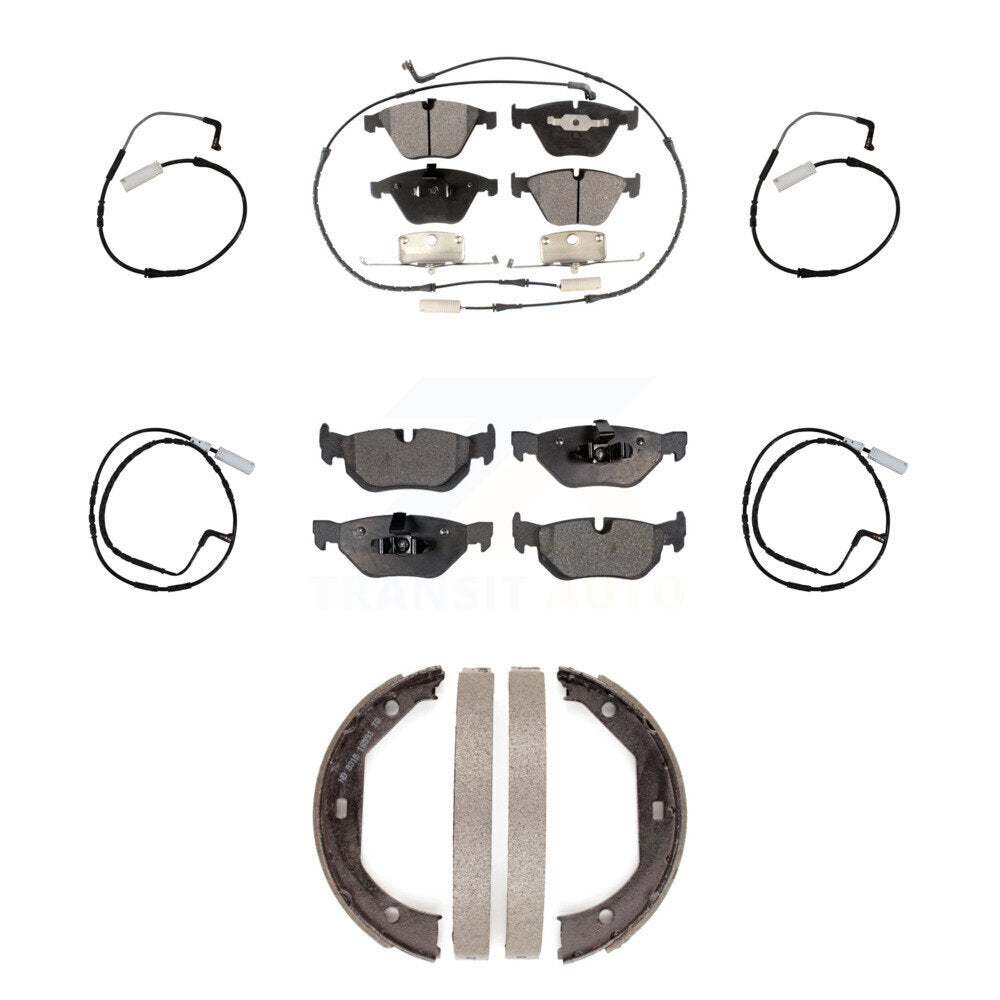 Front Rear Semi-Metallic Disc Brake Pads And Extra Wear Sensors Kit (7Pc) For BMW 328i KPW-100542