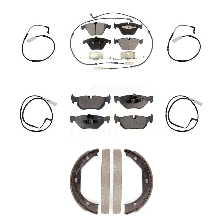 Front Rear Semi-Metallic Disc Brake Pads And Extra Wear Sensors Kit (7Pc) For BMW 328i KPW-100542