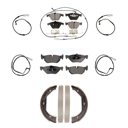 Front Rear Semi-Metallic Disc Brake Pads And Extra Wear Sensors Kit (7Pc) For BMW 328i KPW-100543