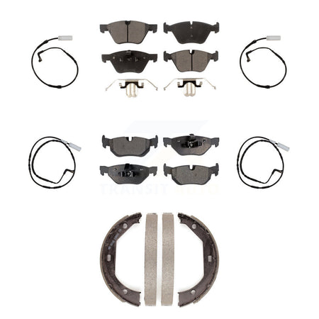 Front Rear Semi-Metallic Brake Pads Wear Sensor Kit (7Pc) For 07 BMW 328i Wagon with 3.0L KPW-100547