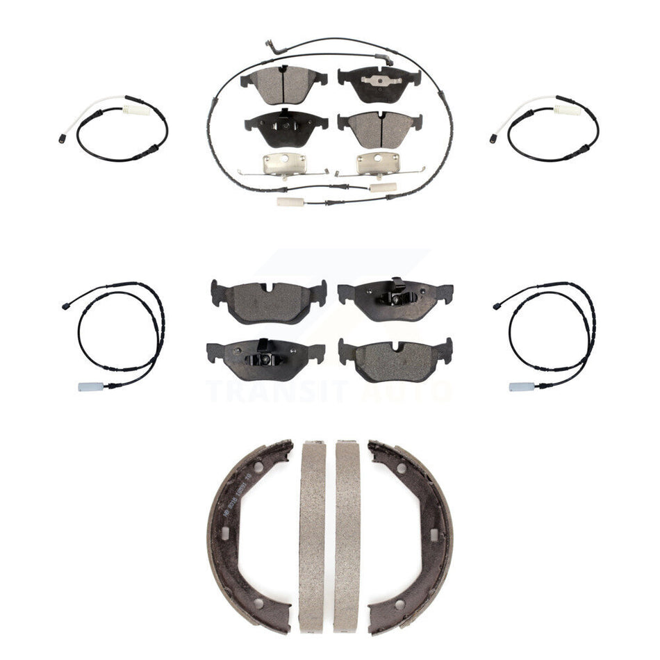 Front Rear Semi-Metallic Disc Brake Pad & Extra Wear Sensor Kit (7Pc) For BMW 328i xDrive KPW-100553