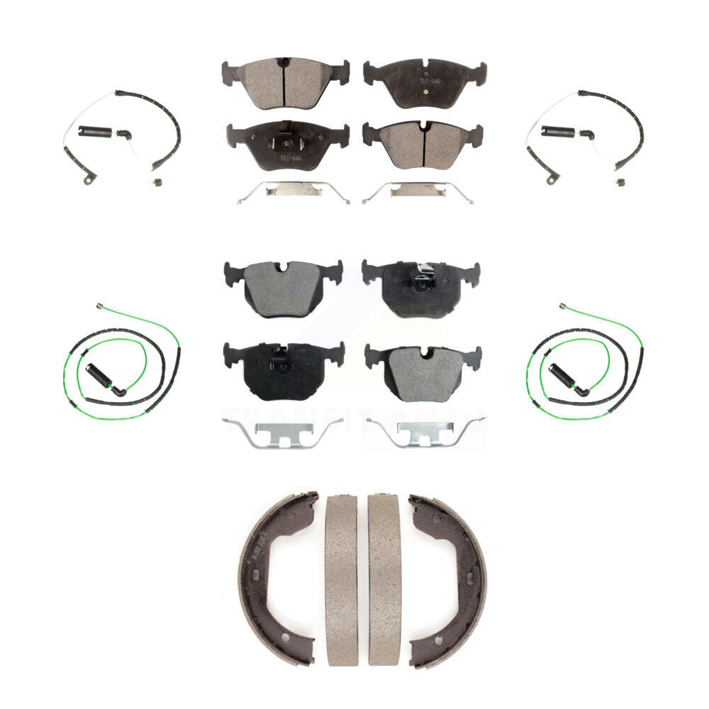 Front Rear Semi-Metallic Disc Brake Pads And Wear Sensors Kit (7Pc) For BMW Z4 KPW-100558