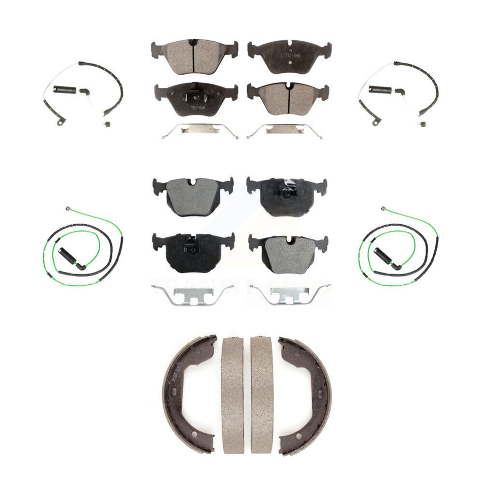 Front Rear Semi-Metallic Disc Brake Pads And Wear Sensors Kit (7Pc) For BMW Z4 KPW-100558
