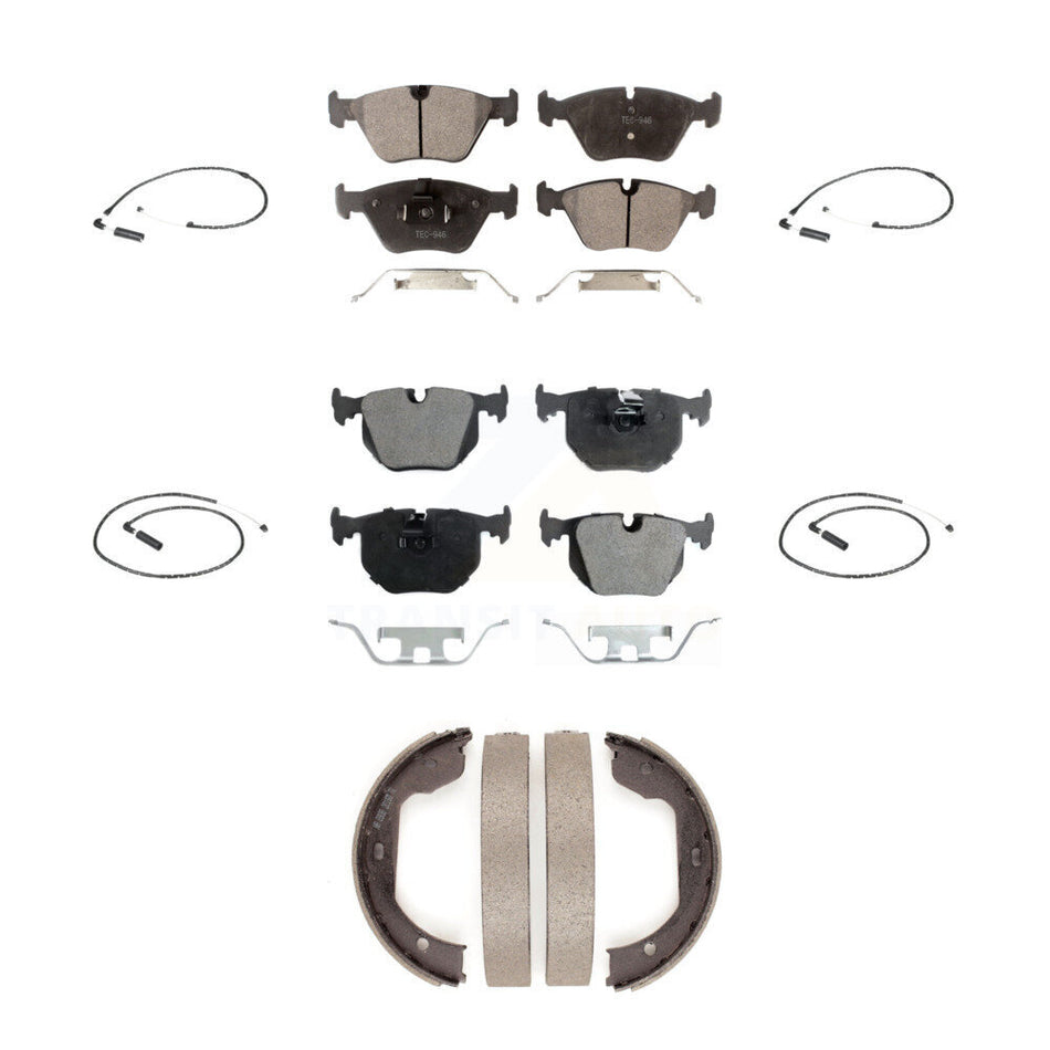 Front Rear Semi-Metallic Disc Brake Pads And Wear Sensors Kit (7Pc) For 2004-2010 BMW X3 KPW-100561