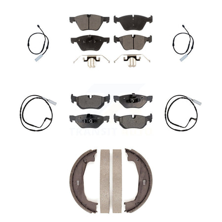 Front Rear Semi-Metallic Disc Brake Pads And Wear Sensors Kit (7Pc) For BMW 128i 3.0L KPW-100564