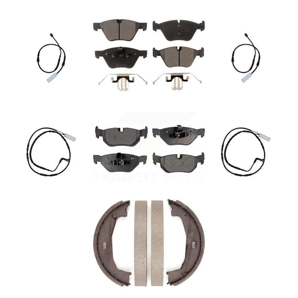 Front Rear Semi-Metallic Disc Brake Pads And Wear Sensors Kit (7Pc) For BMW 128i 3.0L KPW-100564