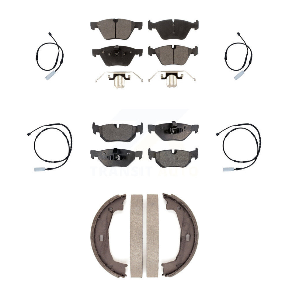 Front Rear Semi-Metallic Disc Brake Pads And Wear Sensor Kit (7Pc) For 2013 BMW 128i 3.0L KPW-100565