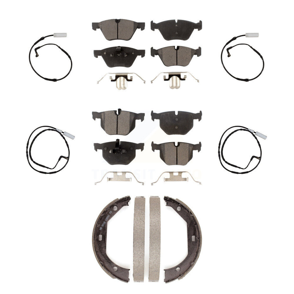 Front Rear Semi-Metallic Disc Brake Pads And Wear Sensors Kit (7Pc) For 2006 BMW 330i KPW-100566