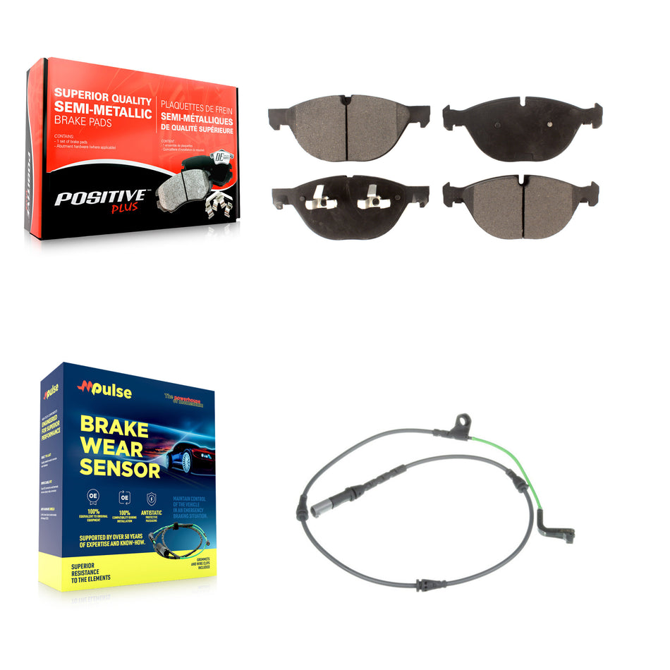 Front Semi-Metallic Disc Brake Pads And Wear Sensors Kit For BMW X6 xDrive50i with 4.4L KPW-100570
