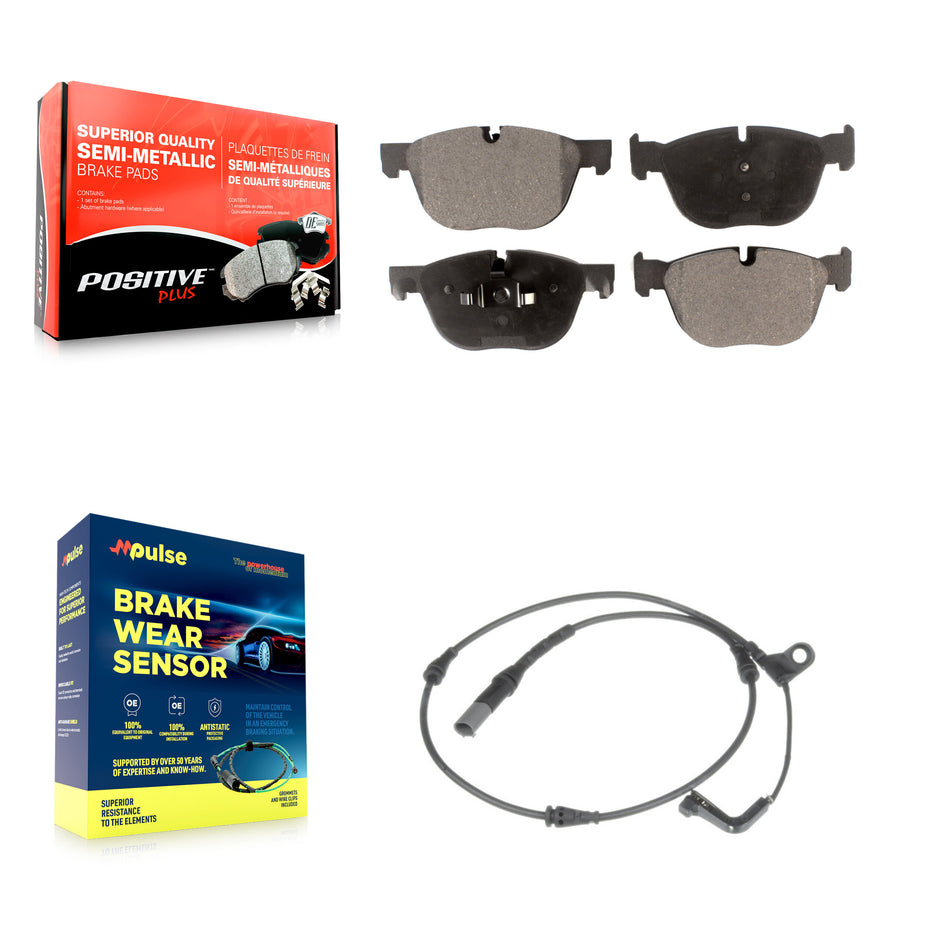 Front Semi-Metallic Disc Brake Pads And Wear Sensors Kit For BMW X5 X6 KPW-100571