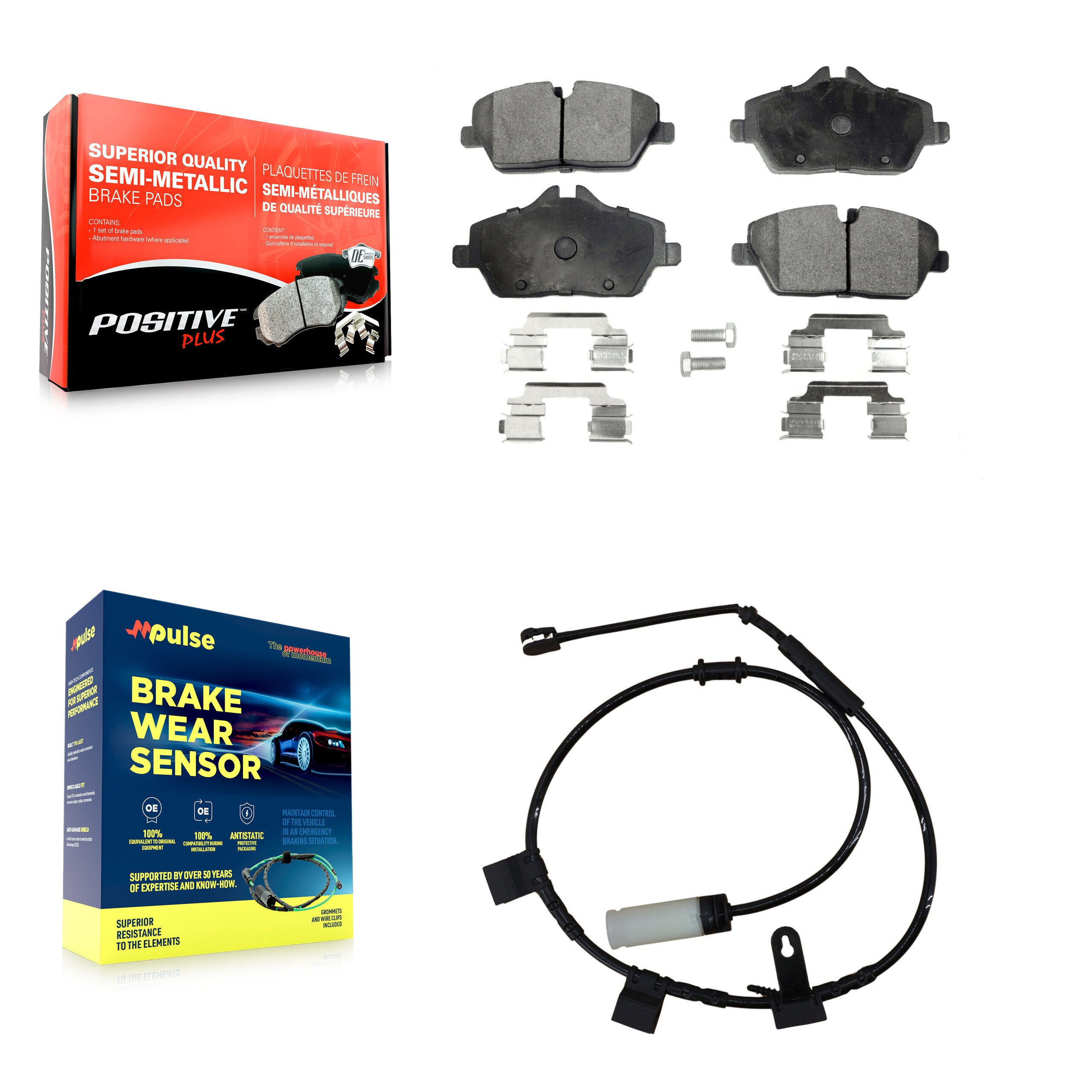 Front Semi-Metallic Disc Brake Pads And Wear Sensors Kit For Mini Cooper KPW-100573