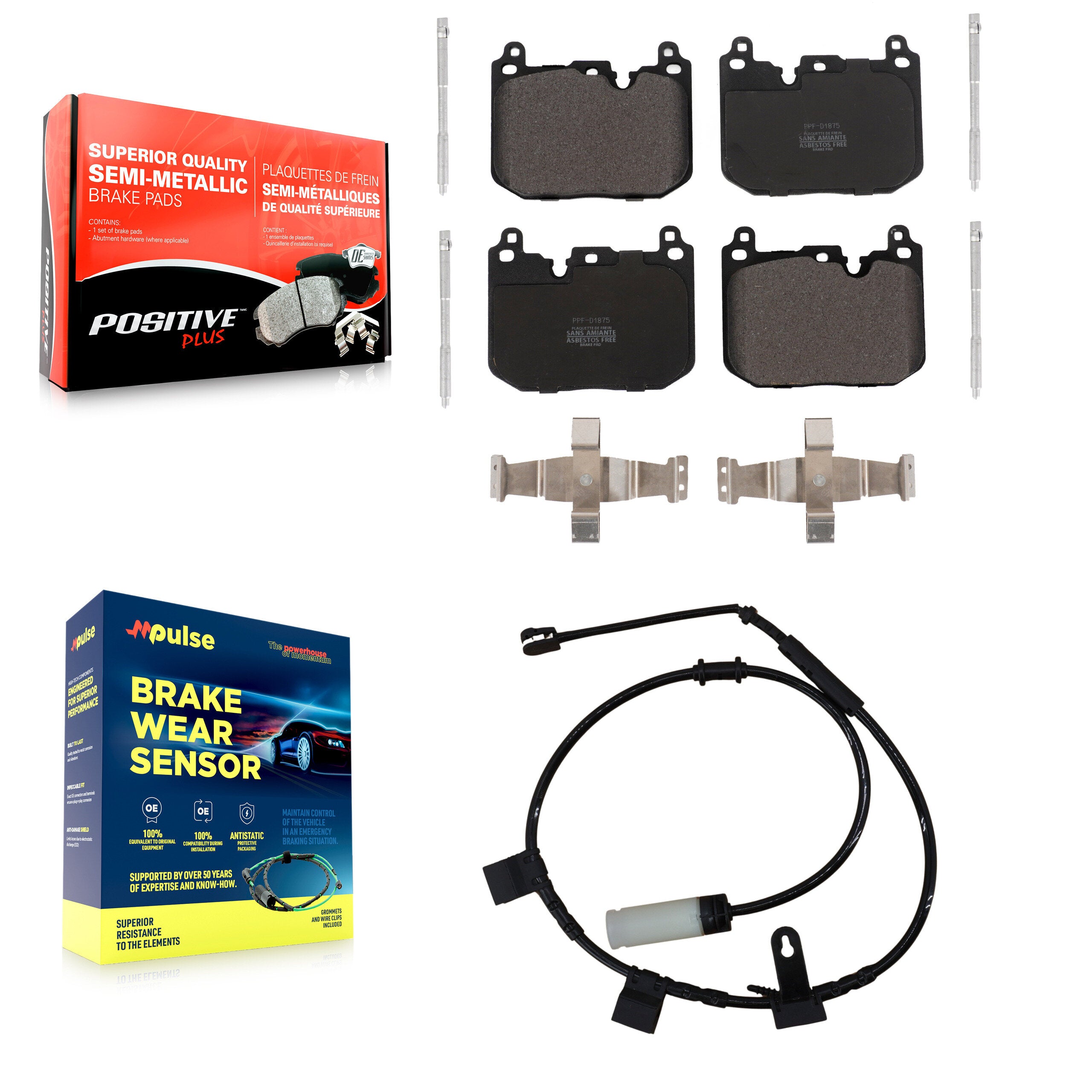 Front Semi-Metallic Disc Brake Pads And Wear Sensors Kit For Mini Cooper KPW-100575