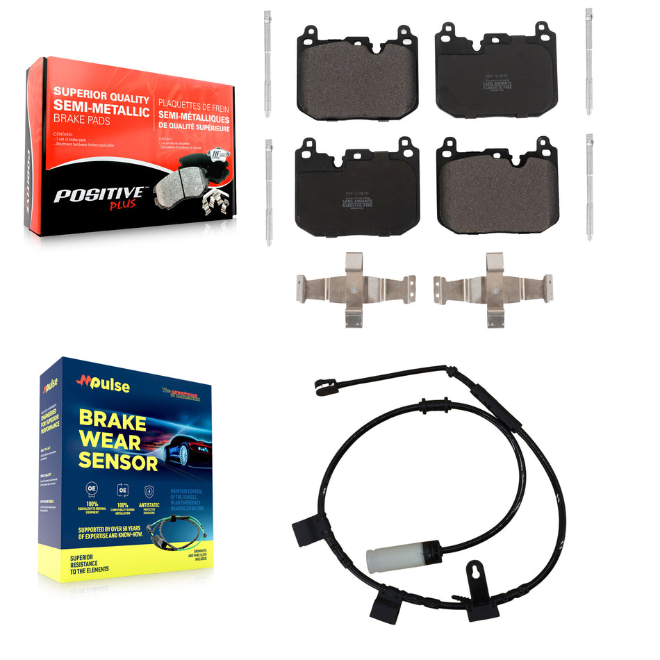 Front Semi-Metallic Disc Brake Pads And Wear Sensors Kit For Mini Cooper KPW-100575