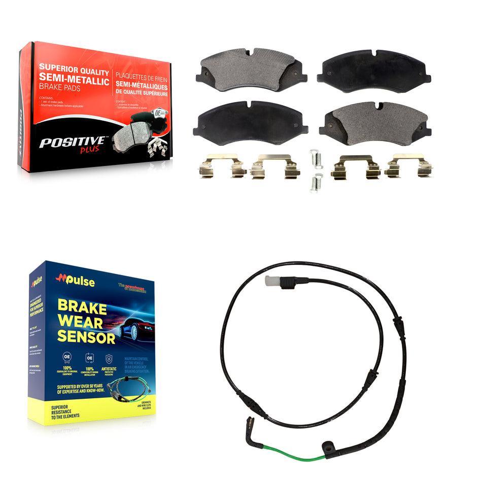 Front Semi-Metallic Disc Brake Pads And Wear Sensors Kit For Land Rover LR4 KPW-100585