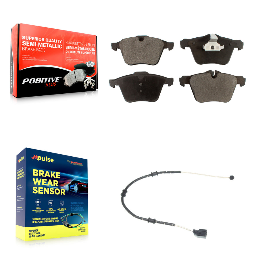Front Semi-Metallic Disc Brake Pads And Wear Sensors Kit For Jaguar XJ F-Type XK KPW-100589