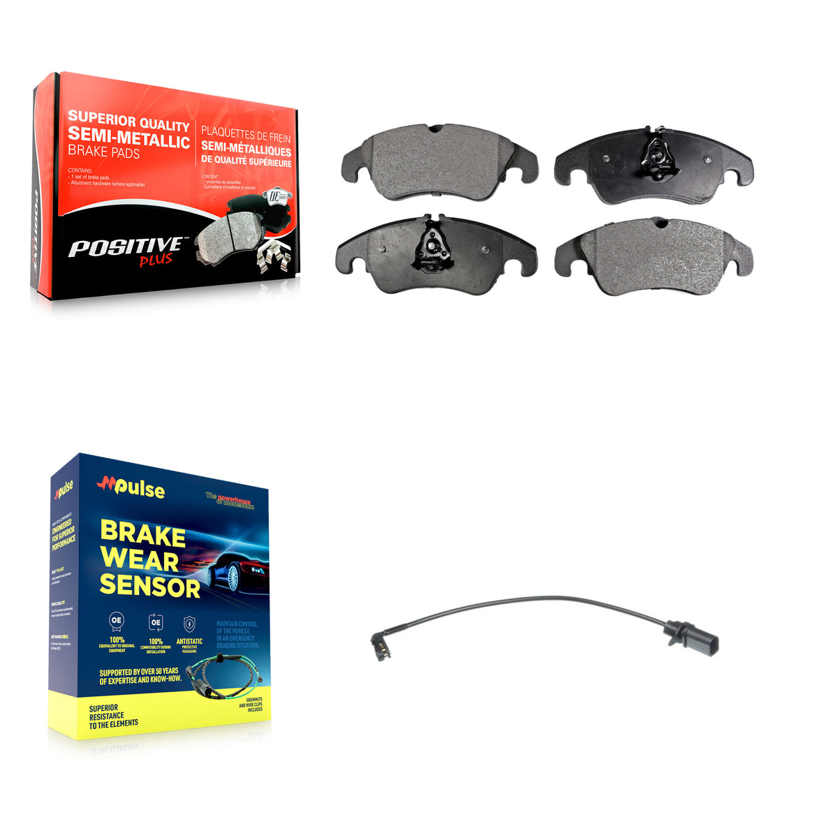Front Semi-Metallic Brake Pads Wear Sensor Kit For Audi Q5 A4 Quattro A5 S4 S5 allroad A6 KPW-100598