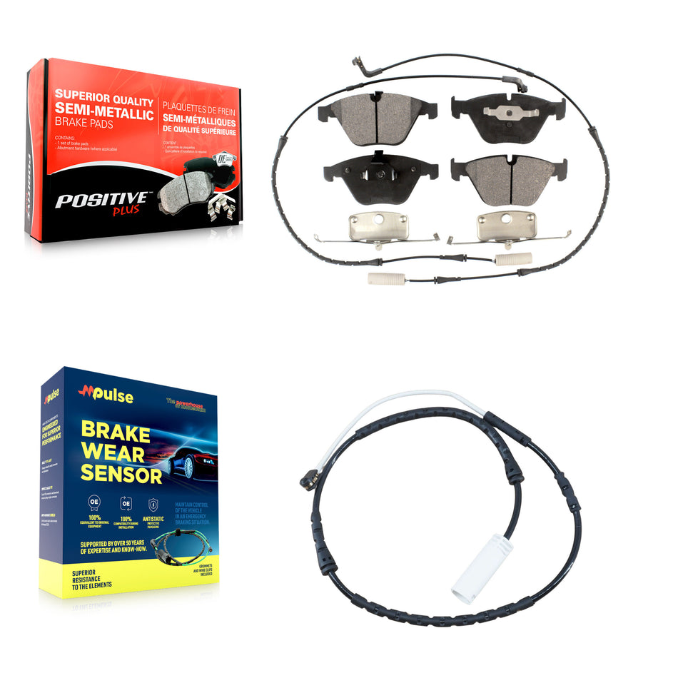 Front Semi-Metallic Disc Brake Pads And Extra Wear Sensor Kit For BMW 335i xDrive X1 328i KPW-100603