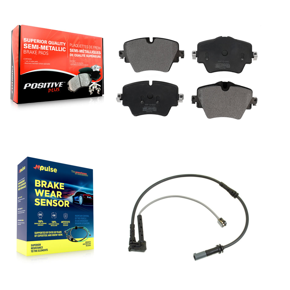 Front Semi-Metallic Brake Pad & Wear Sensor Kit For BMW X1 Mini Cooper Countryman X2 228i KPW-100604