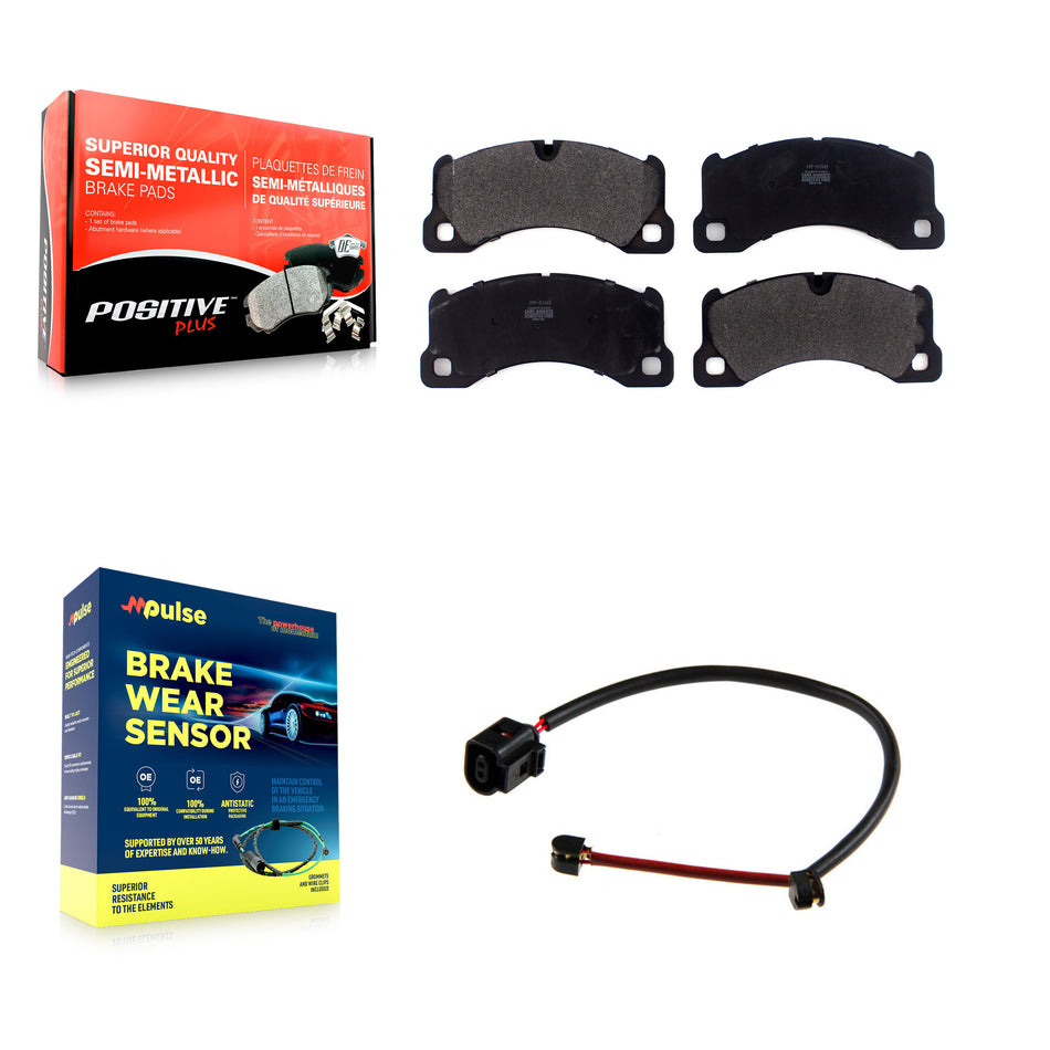Front Semi-Metallic Disc Brake Pads And Wear Sensors Kit For Porsche Cayenne KPW-100608