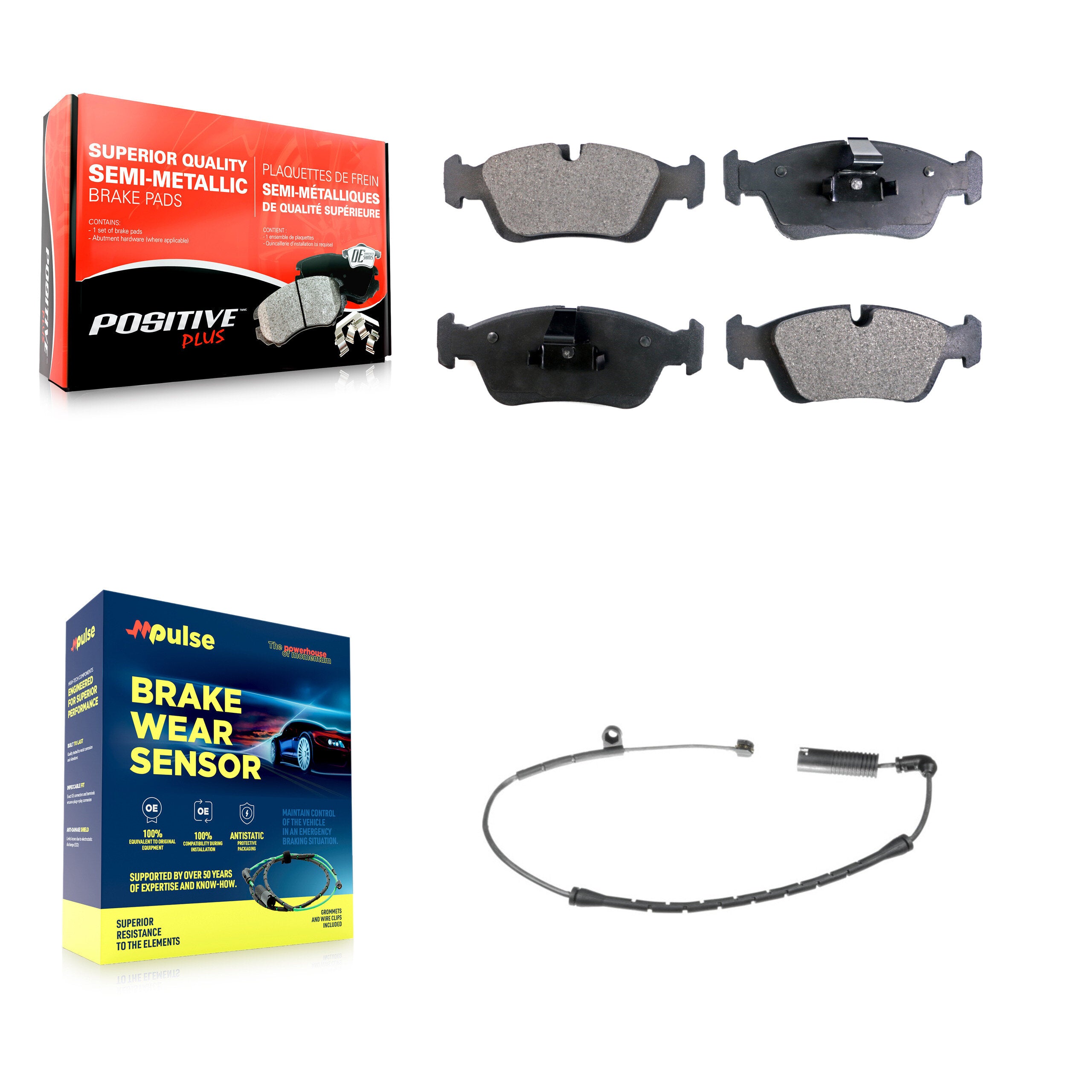 Front Semi-Metallic Brake Pads Wear Sensor Kit For BMW Z4 325i 325Ci 320i 323i 328i 323Ci KPW-100609