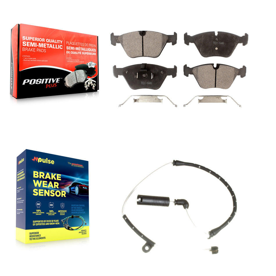 Front Semi-Metallic Disc Brake Pads And Wear Sensors Kit For BMW Z4 KPW-100610