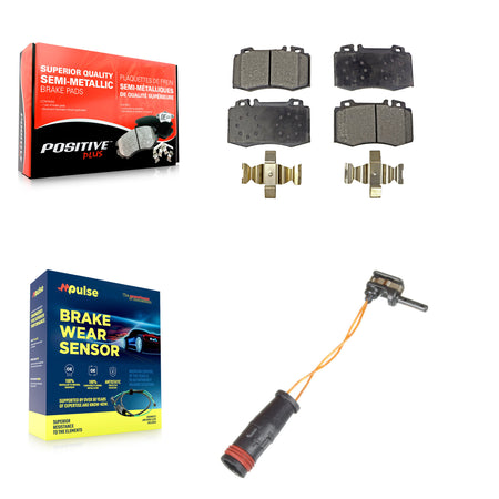Front Semi-Metallic Brake Pads & Wear Sensor Kit For Mercedes-Benz E350 C230 SL500 SLK350 KPW-100643