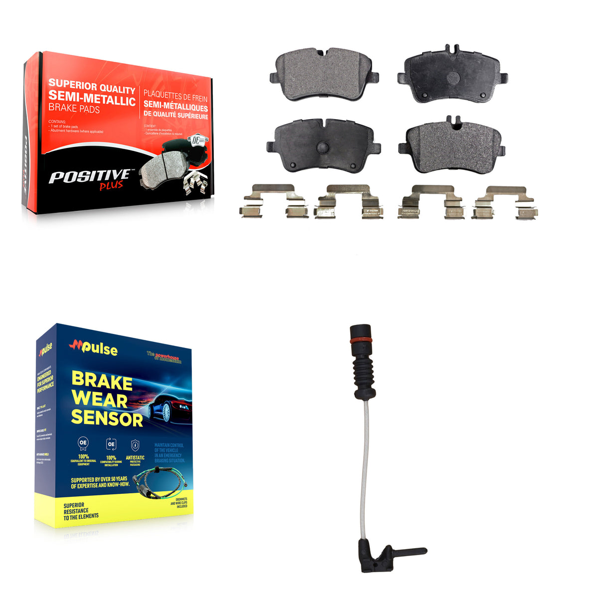 Front Semi-Metallic Brake Pad Wear Sensor Kit For 03 Mercedes-Benz CLK320 Coupe with 3.2L KPW-100649