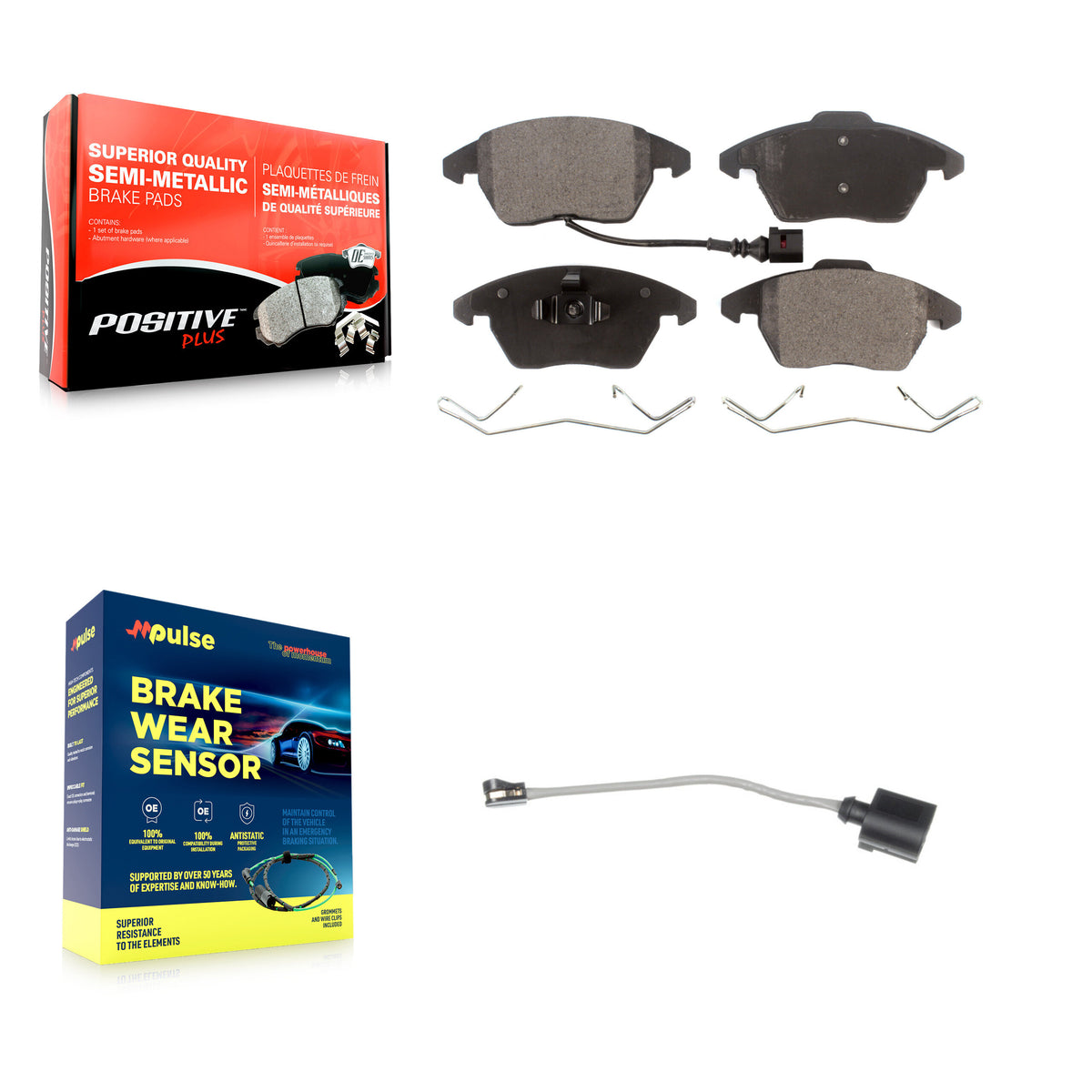 Front Semi-Metallic Brake Pad & Extra Wear Sensor Kit For Audi A3 Quattro Volkswagen Golf KPW-100655