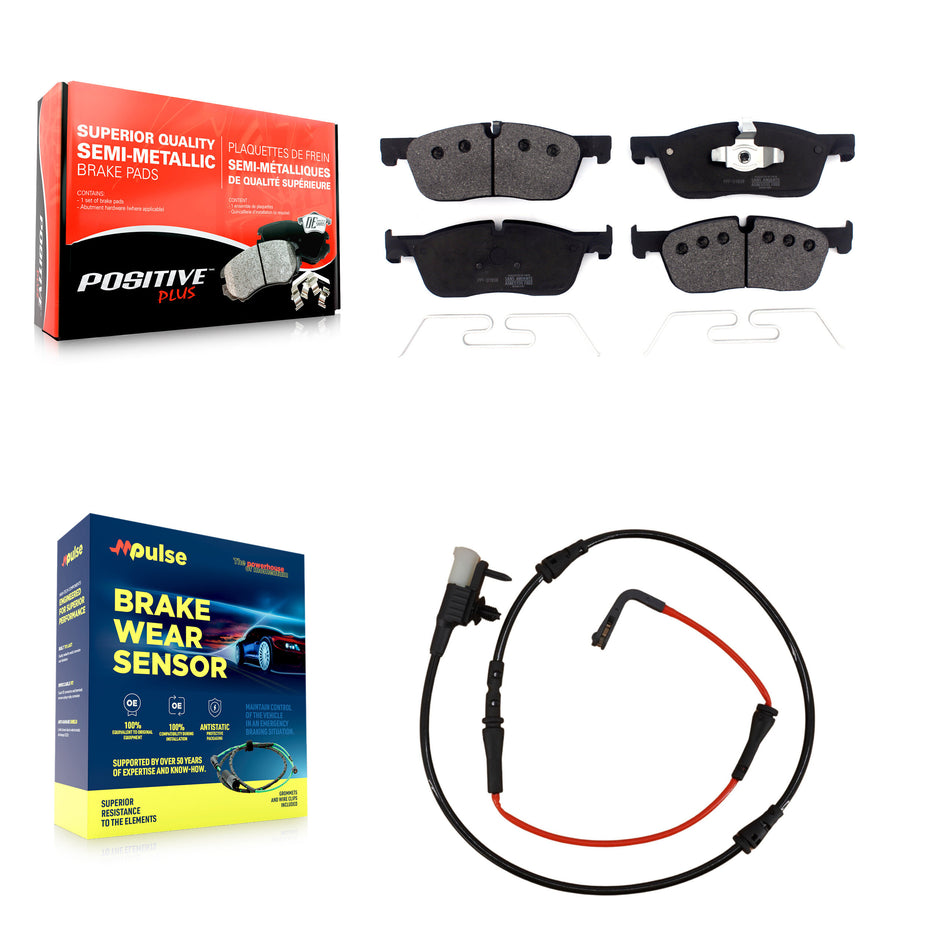 Front Semi-Metallic Disc Brake Pads And Wear Sensors Kit For Jaguar XE KPW-100664