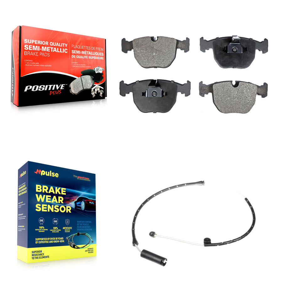 Front Semi-Metallic Disc Brake Pads And Wear Sensors Kit For BMW X5 KPW-100666
