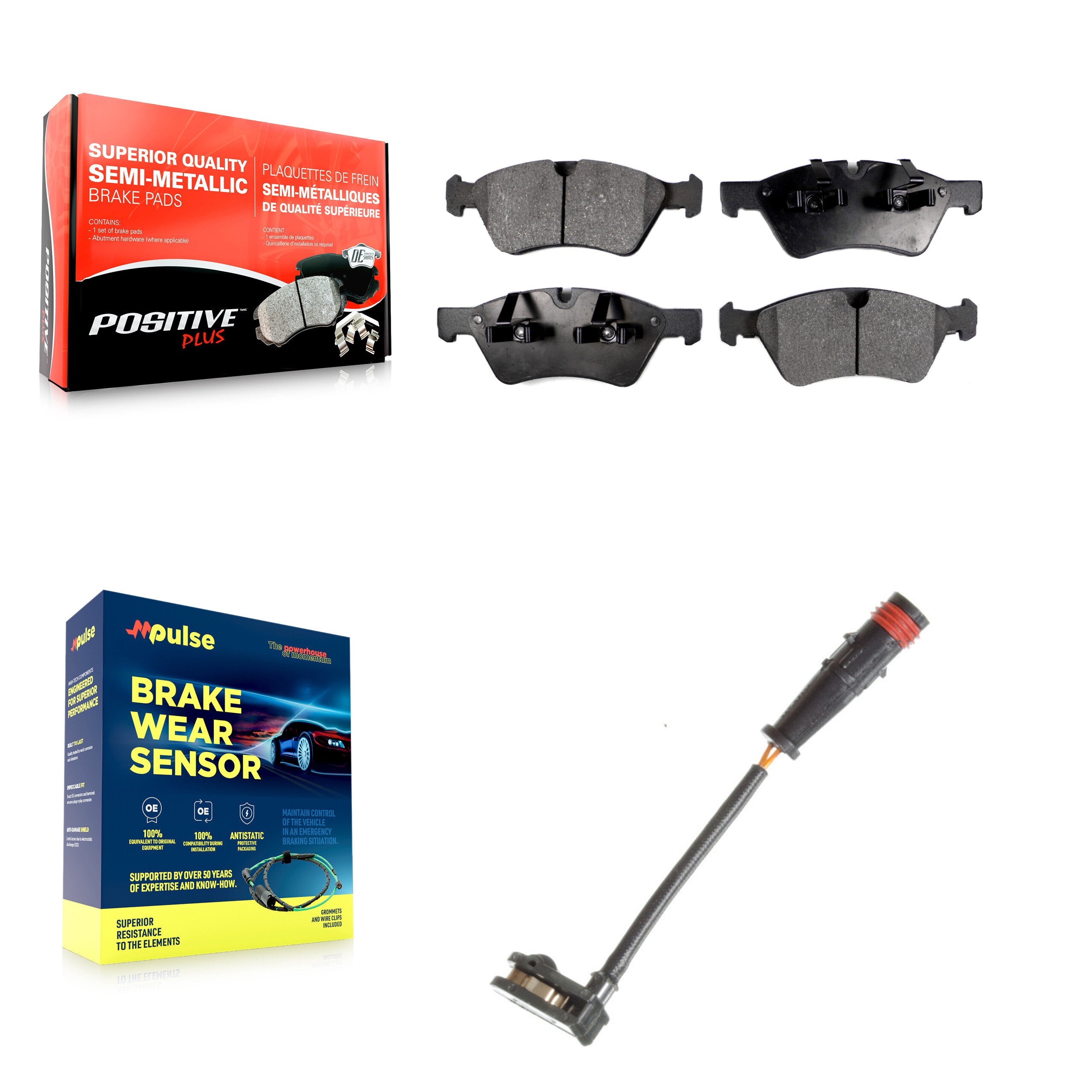 Front Semi-Metallic Brake Pads & Wear Sensor Kit For Mercedes-Benz ML350 R350 GL450 ML500 KPW-100670