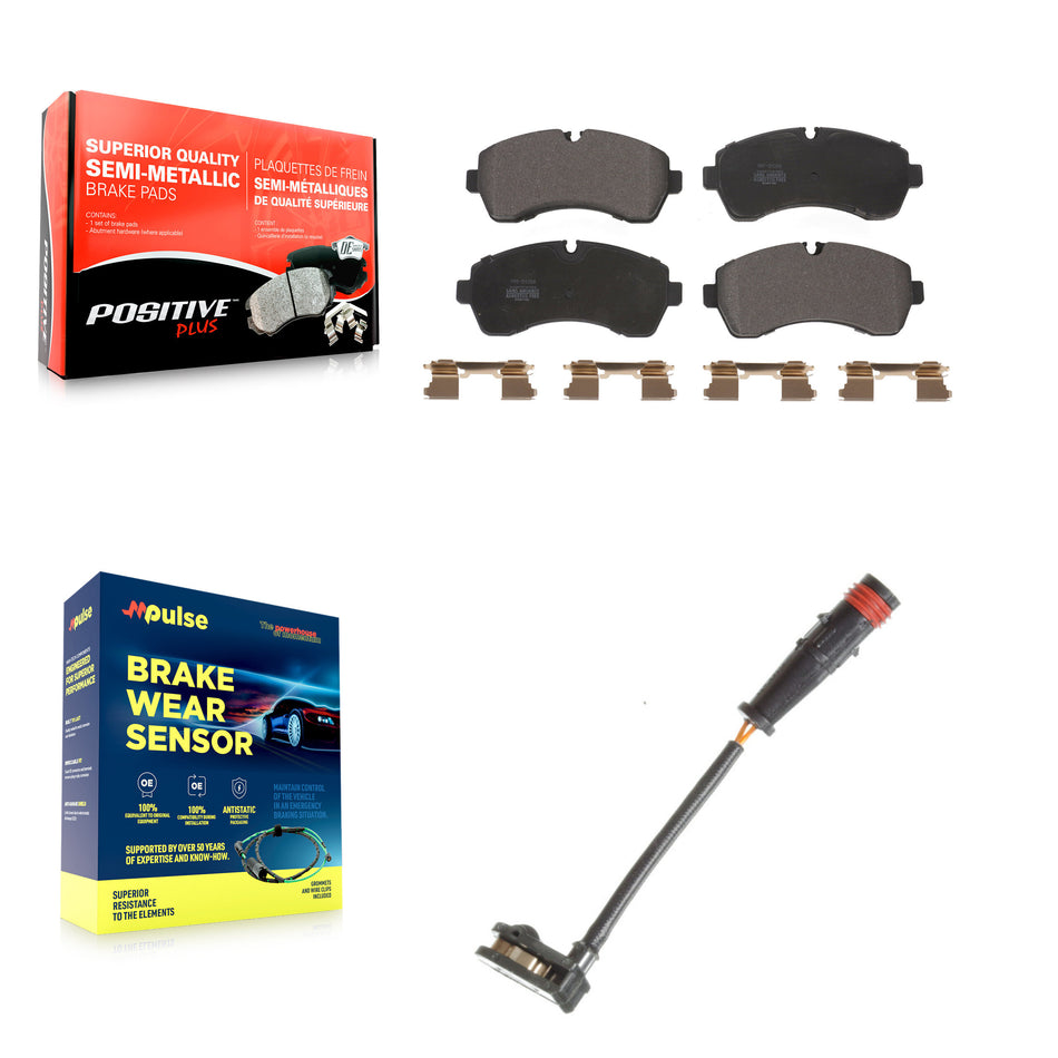 Front Semi-Metallic Brake Pad & Wear Sensor Kit For Mercedes-Benz Sprinter 2500 3500 4500 KPW-100671