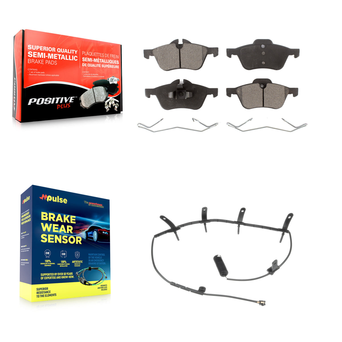 Front Semi-Metallic Disc Brake Pads And Wear Sensors Kit For Mini Cooper KPW-100676
