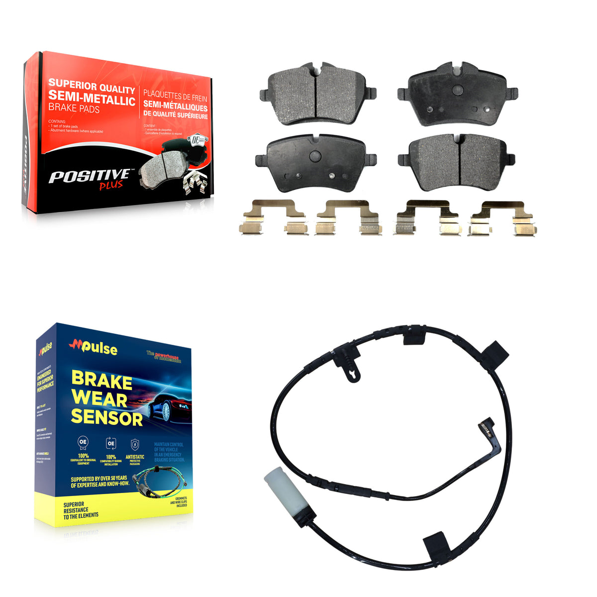 Front Semi-Metallic Disc Brake Pads And Wear Sensors Kit For Mini Cooper KPW-100680