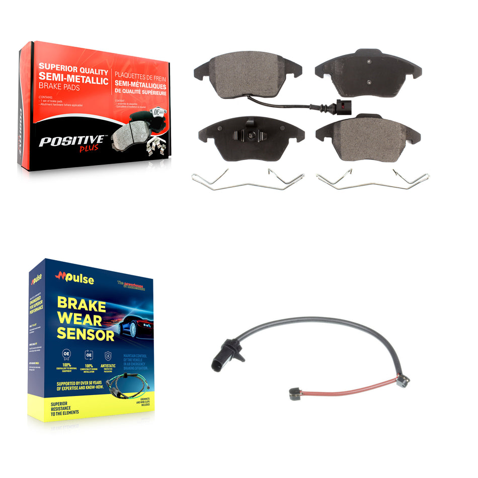 Front Semi-Metallic Disc Brake Pads And Extra Wear Sensors Kit For 2011 Audi R8 KPW-100682