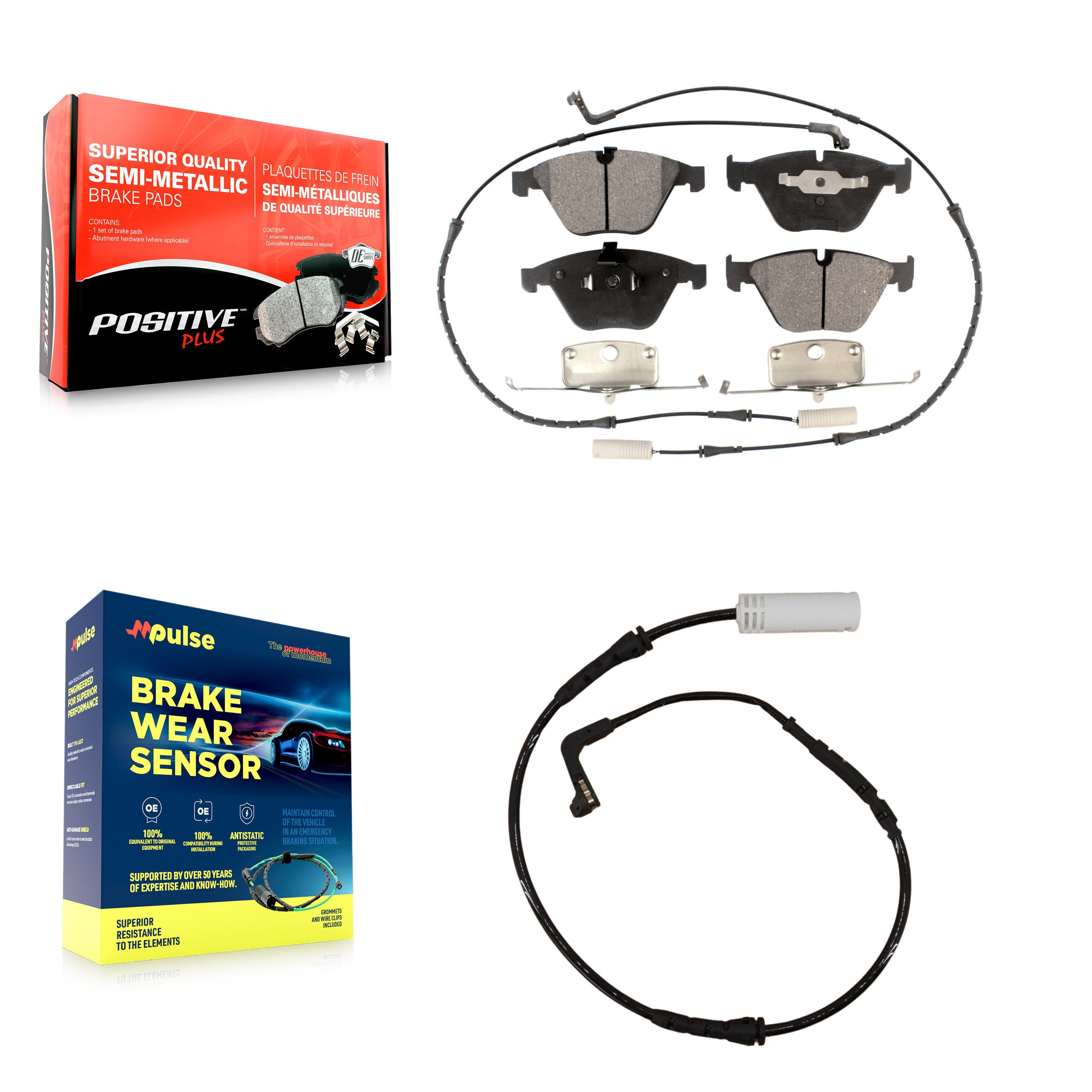 Front Semi-Metallic Disc Brake Pads And Extra Wear Sensors Kit For BMW 328i 323i KPW-100687