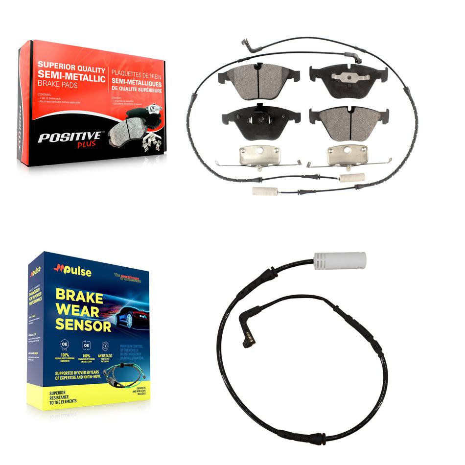 Front Semi-Metallic Disc Brake Pads And Extra Wear Sensors Kit For BMW 328i 323i KPW-100687