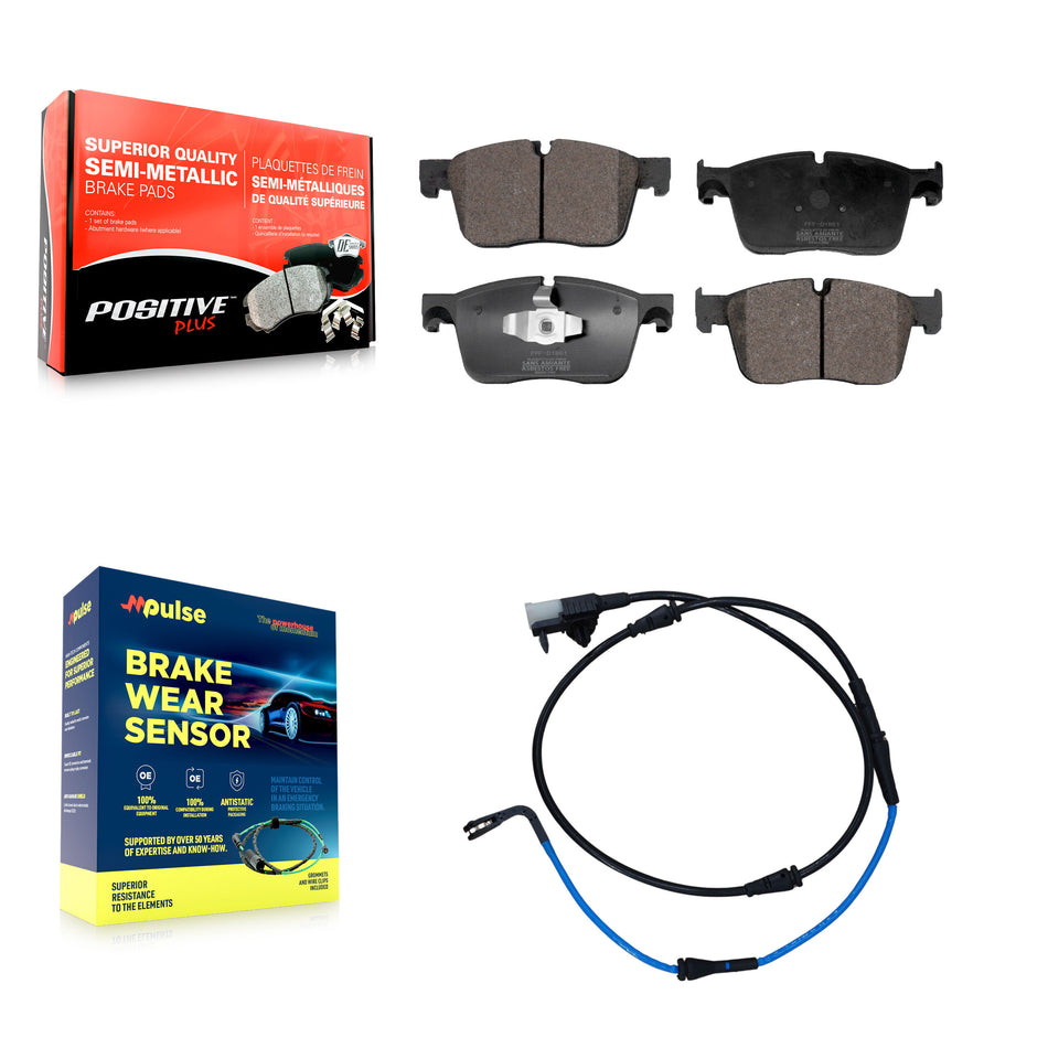 Front Semi-Metallic Disc Brake Pads And Wear Sensors Kit For Jaguar XF XE KPW-100692