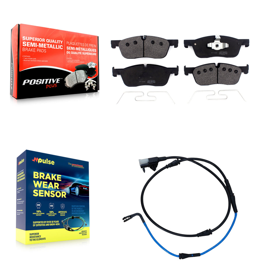 Front Semi-Metallic Disc Brake Pads And Wear Sensors Kit For Jaguar XE XF KPW-100693