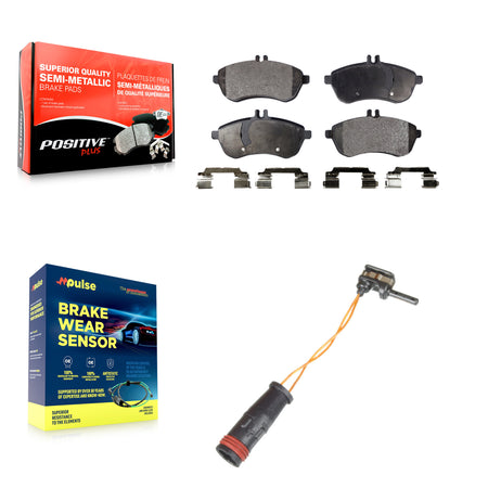 Front Semi-Metallic Brake Pad And Wear Sensor Kit For Mercedes-Benz C300 C250 C230 SLK250 KPW-100694