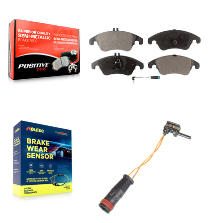Front Semi-Metallic Brake Pad Extra Wear Sensor Kit For Mercedes-Benz C300 E350 C350 E550 KPW-100695