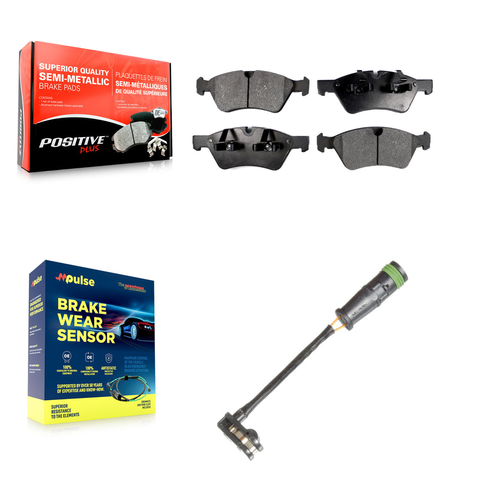 Front Semi-Metallic Brake Pad Wear Sensor Kit For Mercedes-Benz E550 4Matic with AWD 5.5L KPW-100703