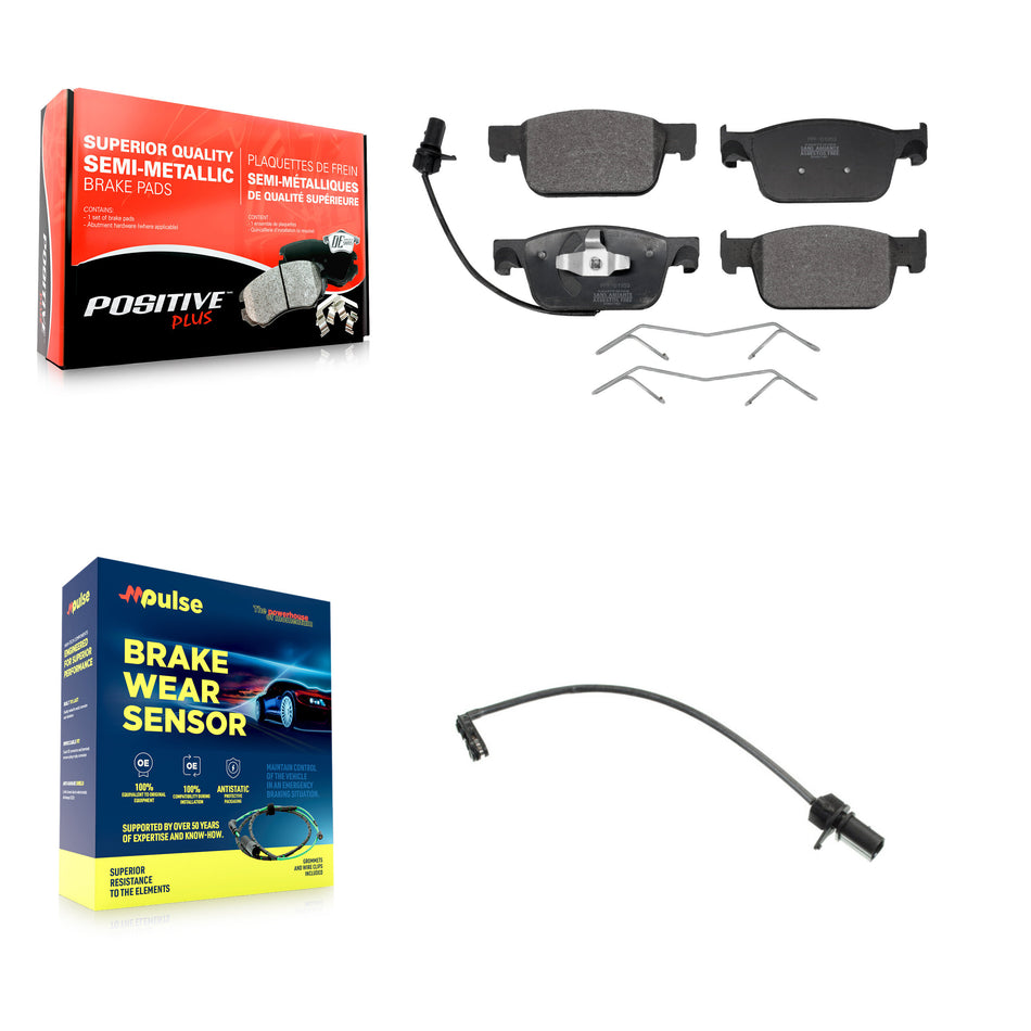Front Semi-Metallic Disc Brake Pads And Extra Wear Sensors Kit For Audi A4 Quattro KPW-100704