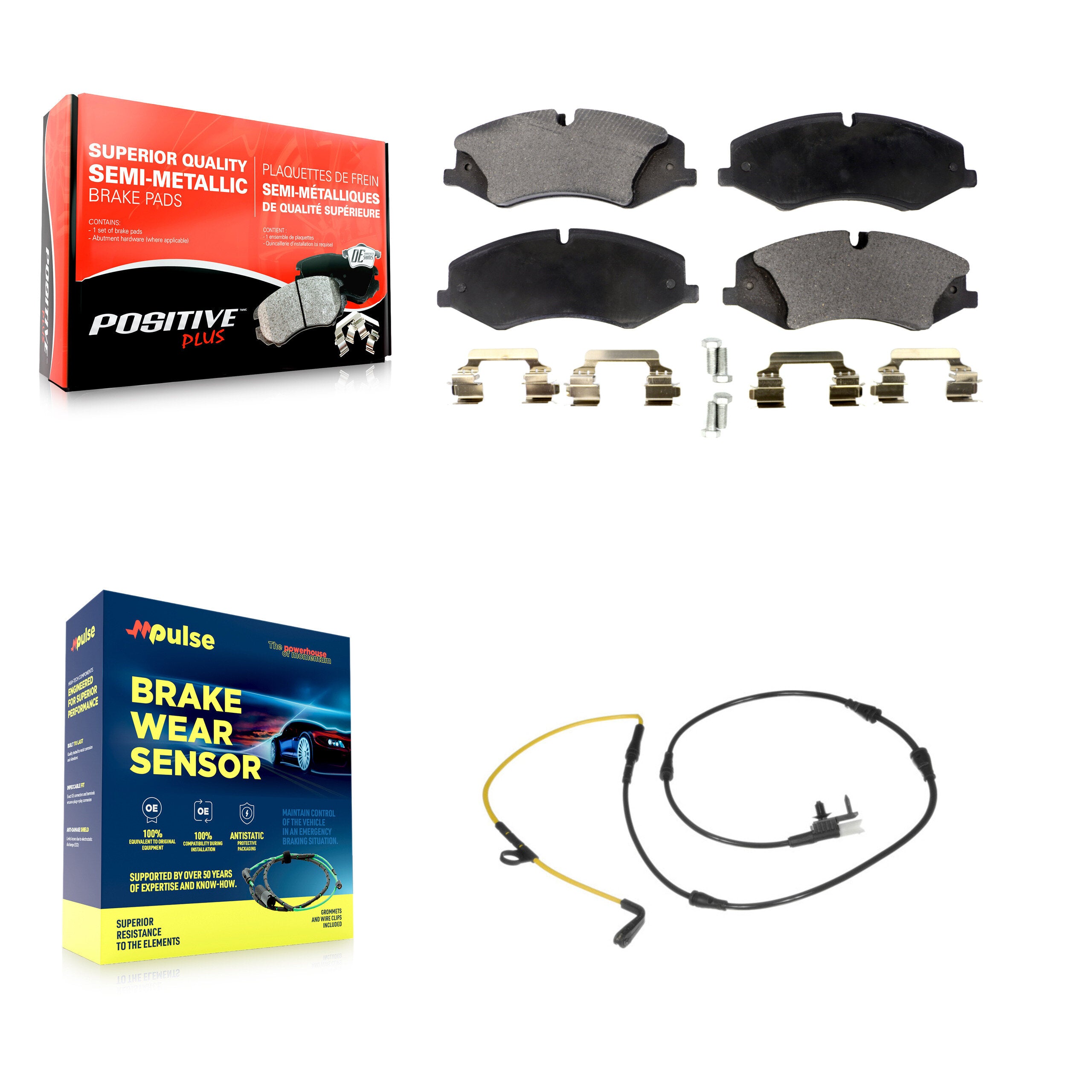 Front Semi-Metallic Disc Brake Pad & Wear Sensor Kit For Land Rover Range Sport Discovery KPW-100718