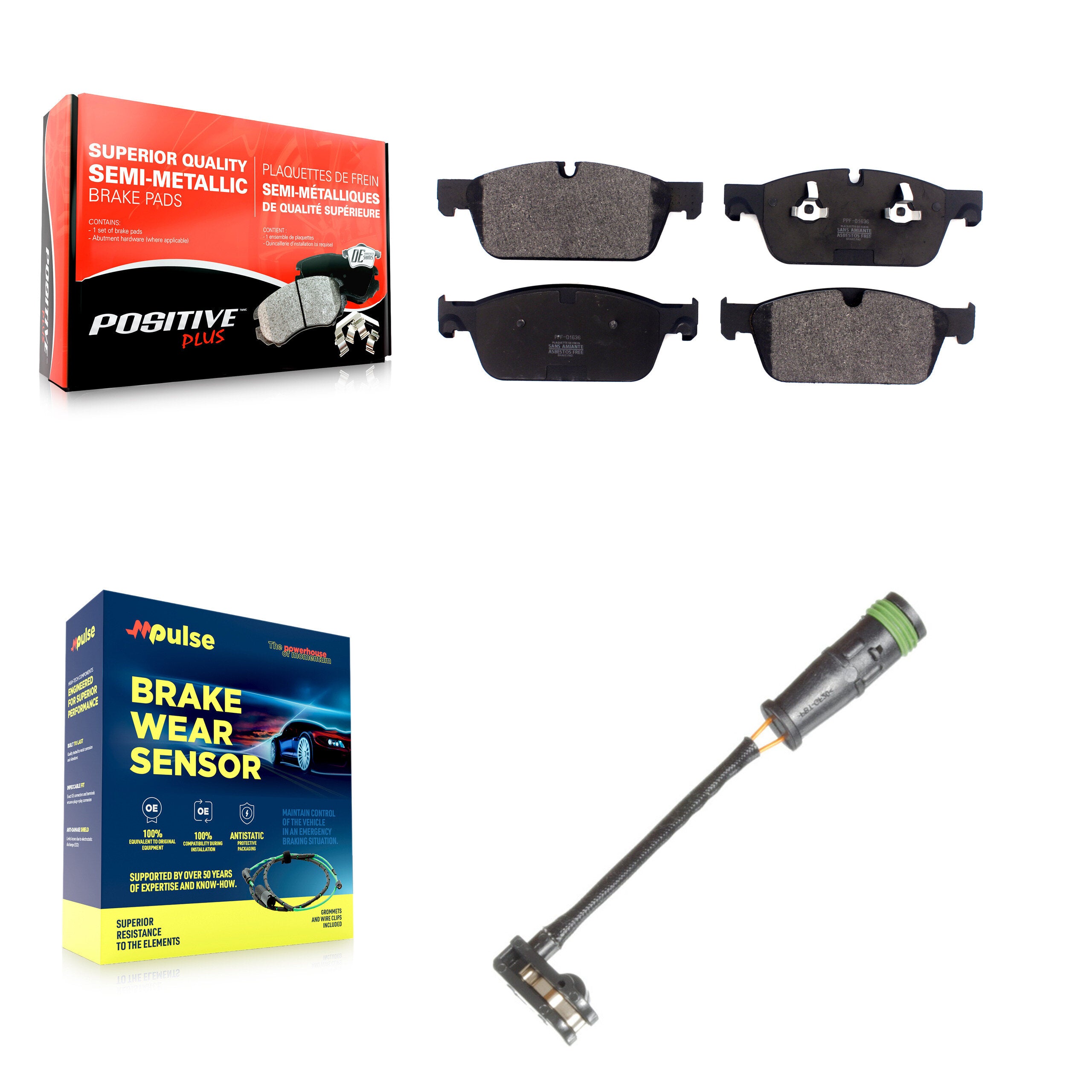 Front Semi-Metallic Brake Pad Wear Sensor Kit For Mercedes-Benz GL350 GL550 GL450 GLS350d KPW-100735