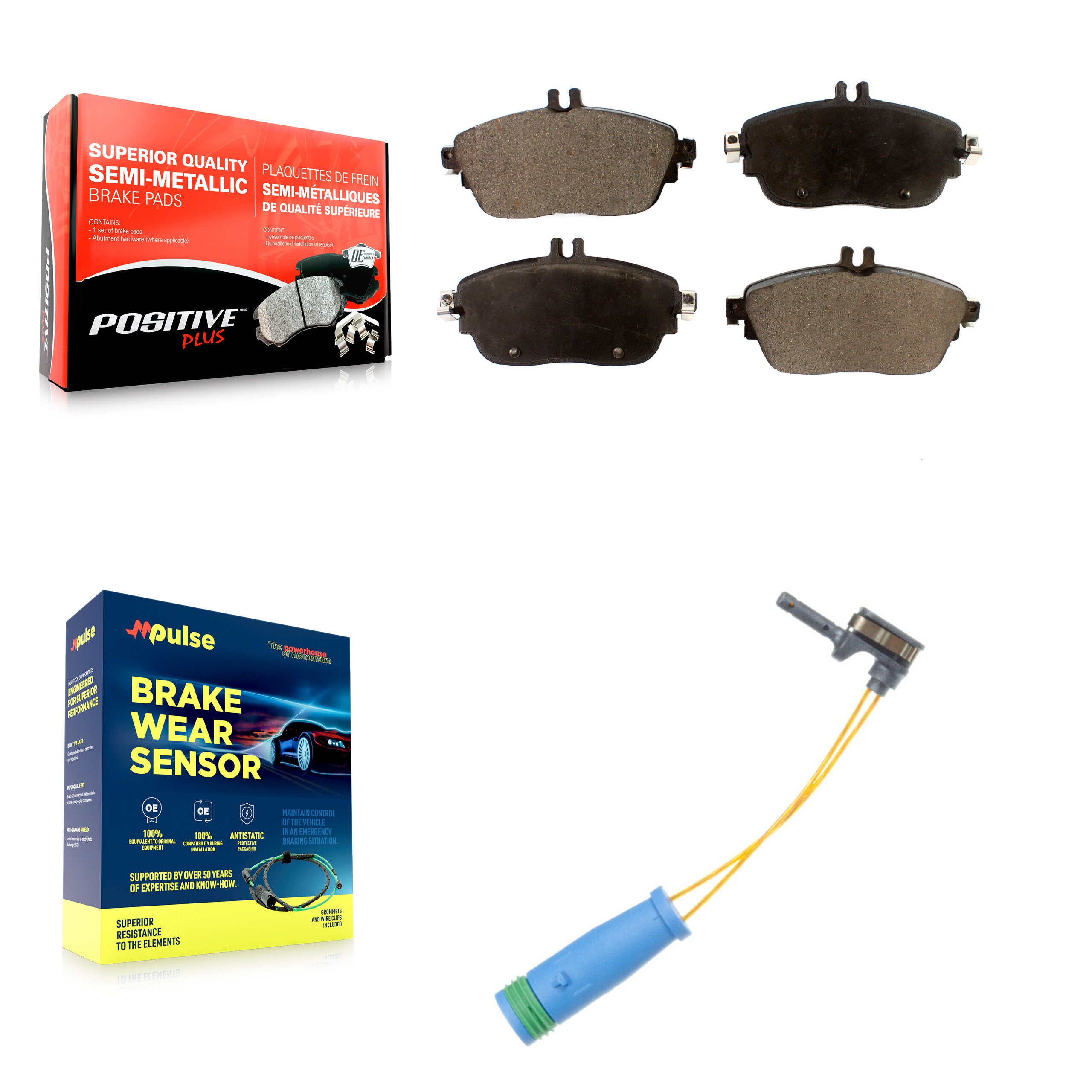 Front Semi-Metallic Disc Brake Pad Wear Sensor Kit For Mercedes-Benz GLA250 CLA250 B250 B KPW-100737