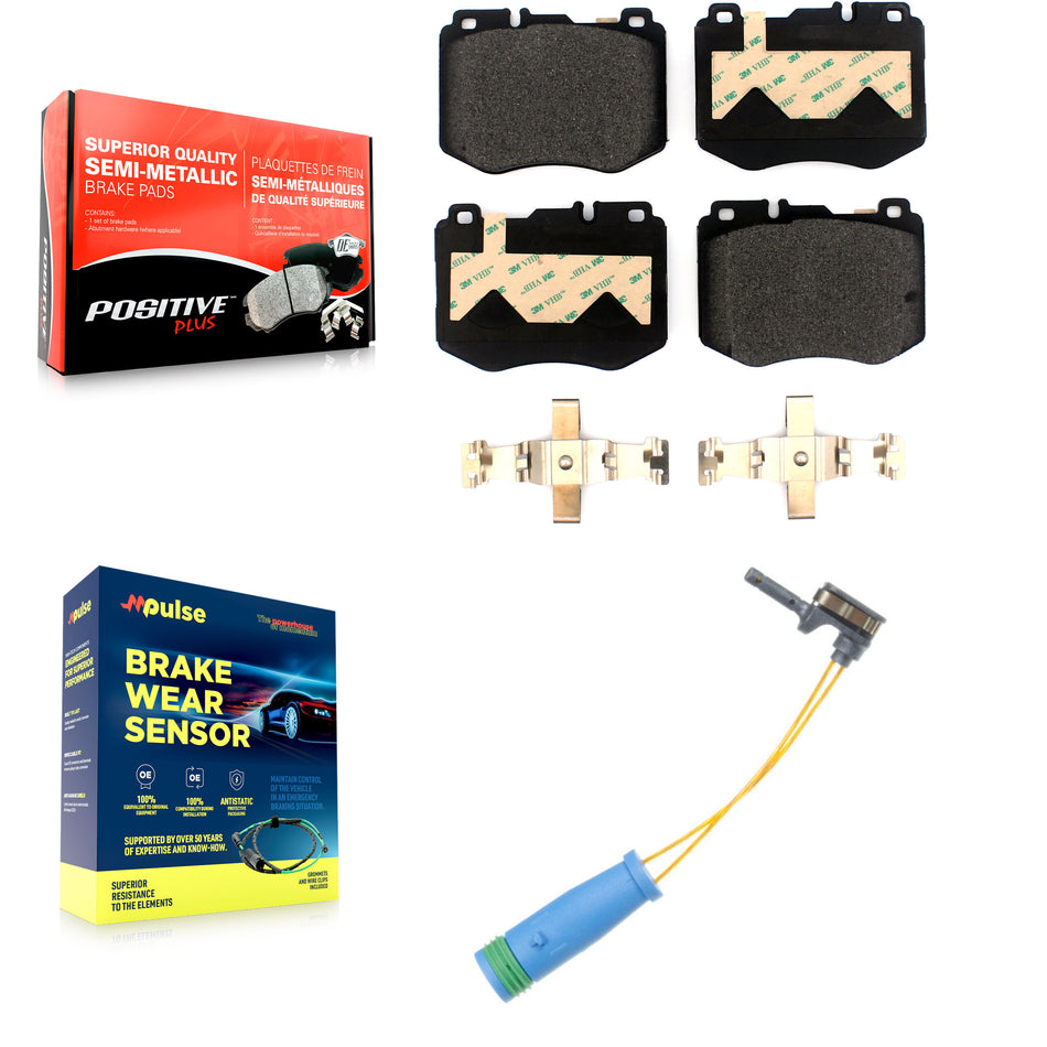 Front Semi-Metallic Brake Pad And Wear Sensor Kit For Mercedes-Benz C300 GLC300 E300 C400 KPW-100739